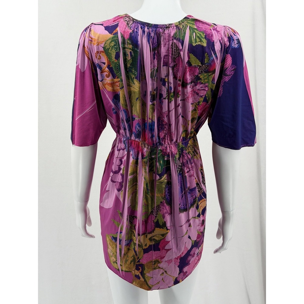 One World Top Womens Medium Pink Floral Butterfly Embellished Tunic Y2k Romantic - Picture 5 of 10